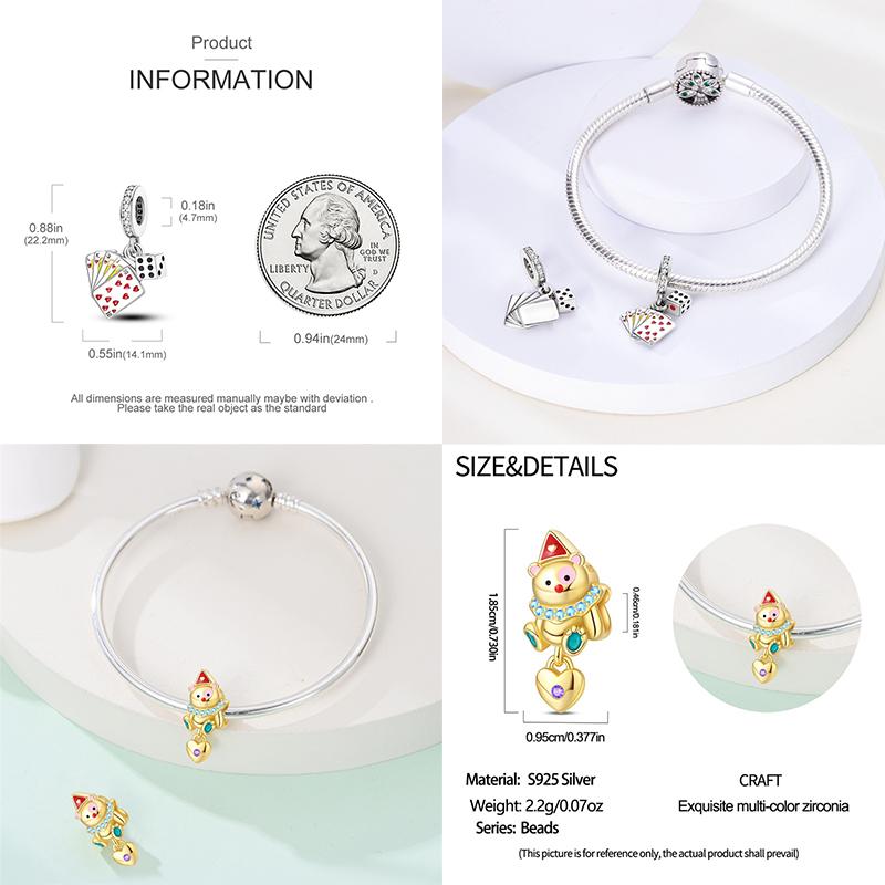 Fun Copper Magic Hat Card Graffiti Amusement Park Circus Charms Beads Fit Pan Original Bracelets Diy Fine Jewelry