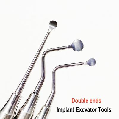 1 Pc or 3 Pcs Dental Implant Surigcal Excavator Spoon 4mm/6mm Double EndsOral Care Restorative Cavity Tool Round Tip Surgial Tools