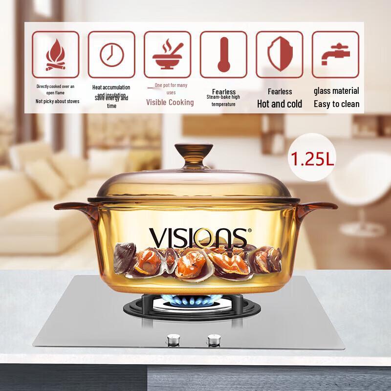 VISIONS Corning Crystal Clear Glass Pot