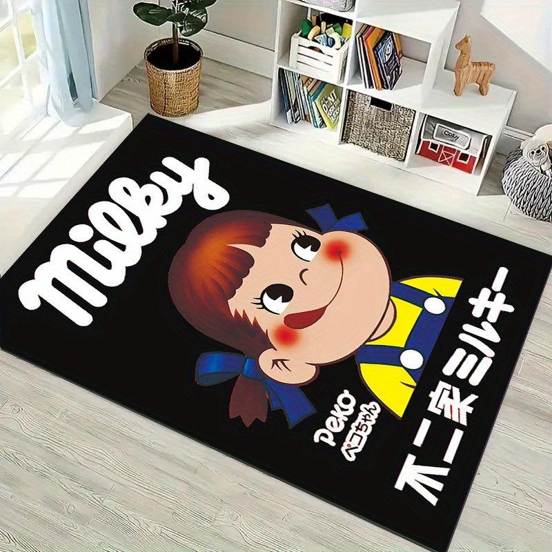 Cartoon Carpet Mat Rug - Milky Character Print Home Decoration for Kids Room Living Room Red Black Design Rugs for Bedroom