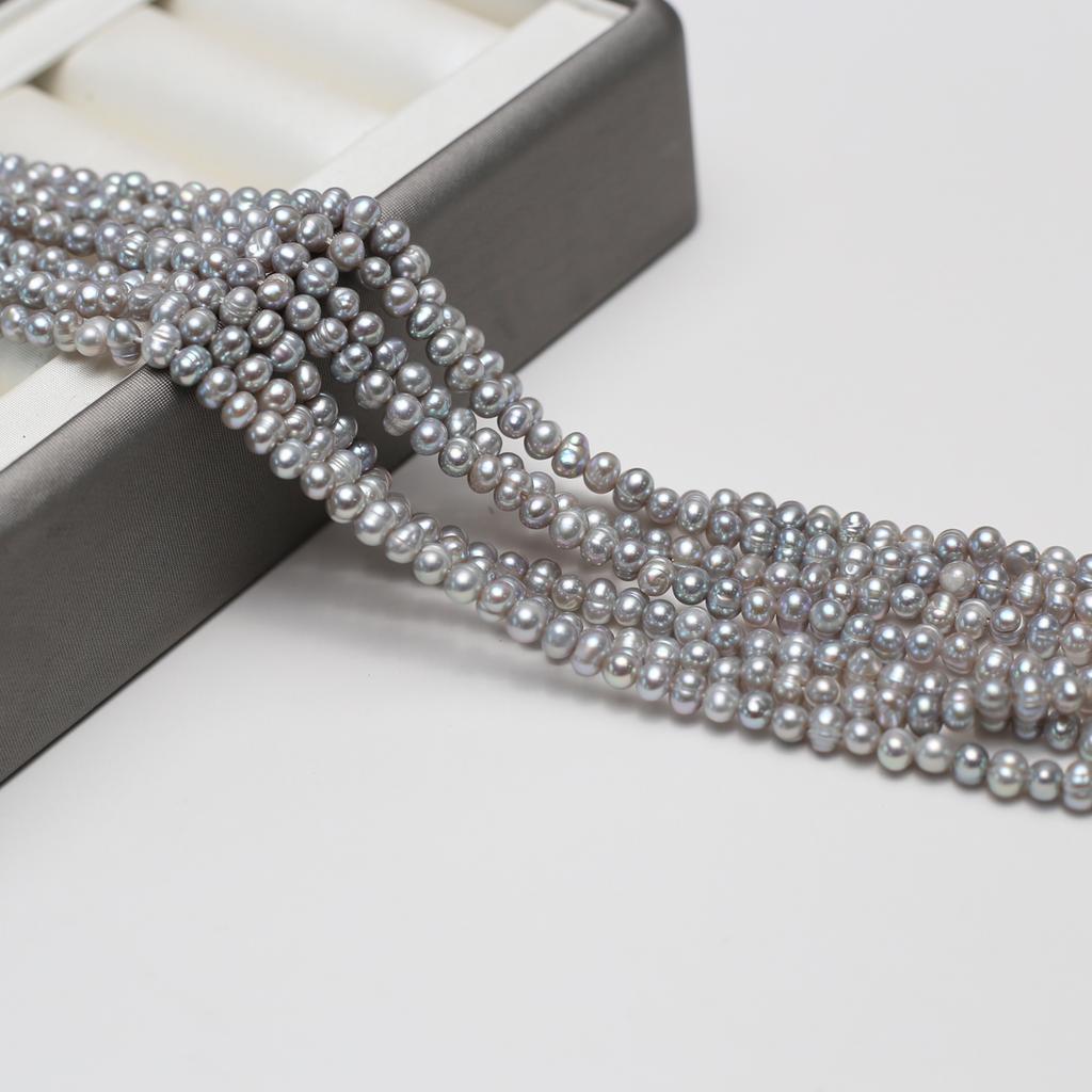 1 Snoer, Grijs Natuurlijke Zoetwaterparels Kralen voor Sieraden Maken DIY Knutselen (Kralen 3-4mm, Lengte 36cm)