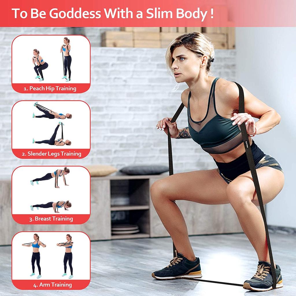 105lb Long Resistance Loop Band Collection Unisex Fitness Yoga Elastic Bands Hip Circle Thigh Squat Band Workout Gym Equipment for Home