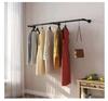 180cm Bedroom Garment Home Rail Multipurpose Wall Mounted Industrial Pipe Clothes Rack Space Saving Hanging Shelf with 3 Hooks