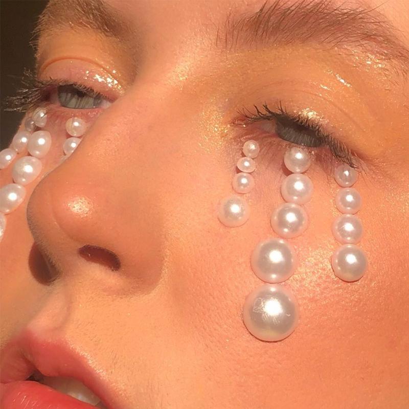 3mm/4mm/5mm/6mm 3D Pearl Face Jewels Eyeshadow Stickers Self Adhesive Face Body Eyebrow Diamond Nail Stickers Decoration