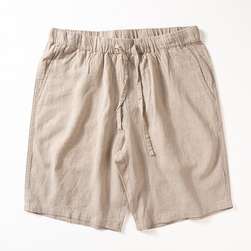 Cool Pants Pure Color Japanese-Style Retro Casual Linen Apricot S