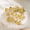 Vintage Gold Color Textured Starfish Shell Heart Stud Earrings Set For Women Chunky CCB Floral Earring Summer Aesthetic Jewelry