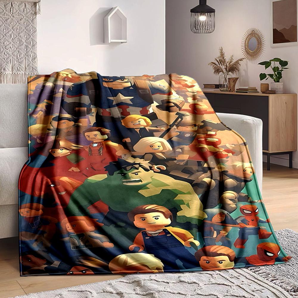 1Pc Lego Style Superhero Ensemble Flannel Fleece Blanket Soft Warm Throw Blanket For Sofa Bed Couch Home Decor Travel Nap Blanket Xmas Gift Q1576