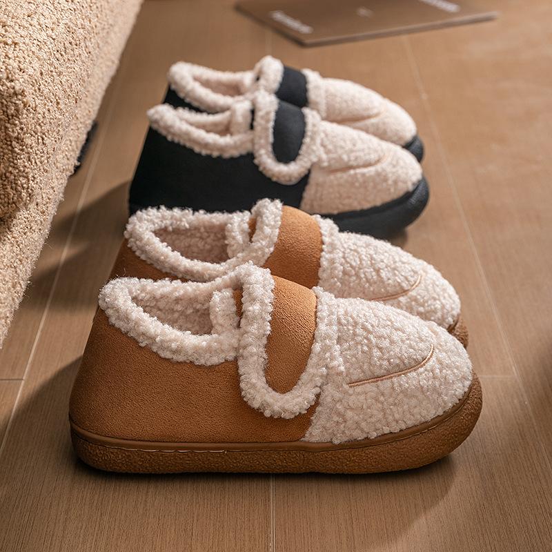 Bag heel cotton shoes women's winter new cotton slippers girl bag heel cotton drag couple velvet warm wool slippers