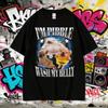 2026 Summer I'm Pibble Wash My Belly Funny French Bulldog Meme Men Women Cute Retro Cotton Casual Oversized Leisure T Shirt