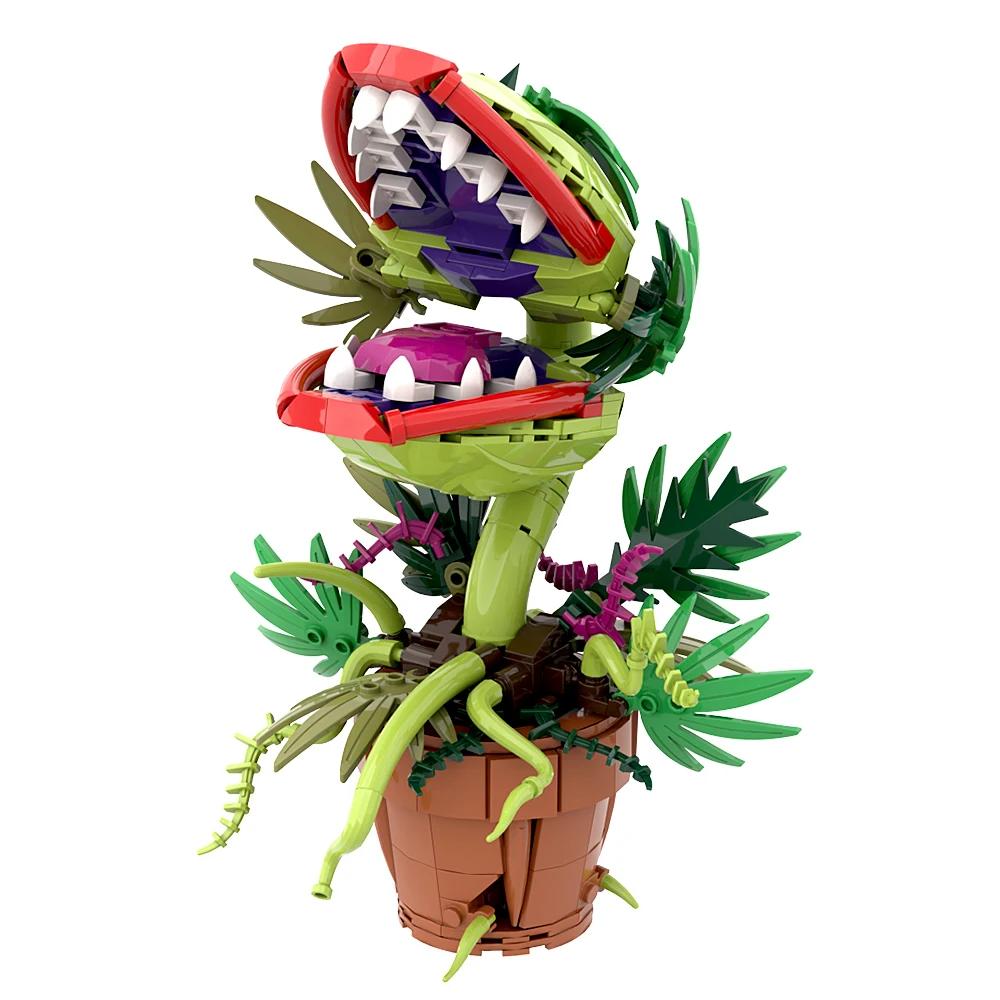 MOC Audrey II Piranha Plant Building Block Chomper Potted Plants Horrors Flower Model Bricks Assemble Toys Children Collect Gift