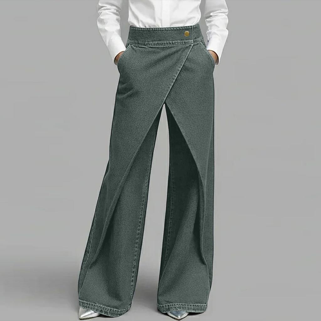 Ladies' Color Spring And Fashion Button Pocket Jeans Pants