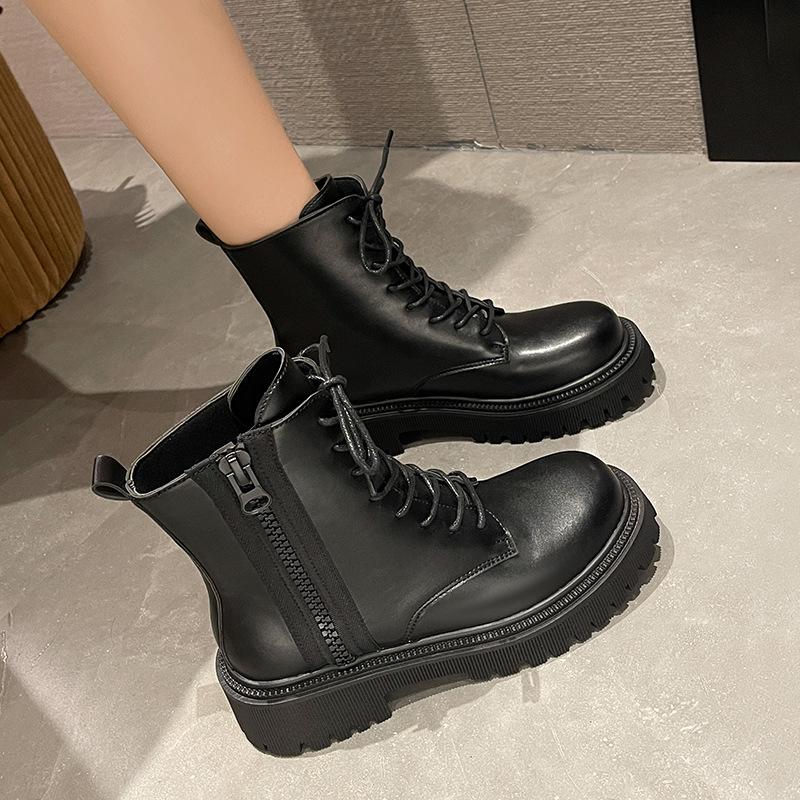 2025 Women's British Style Breathable Martin Boots - Summer Versatile Thick-Soled Motorcycle Ankle Boots for Spring and Autumn