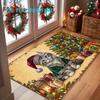 1pc, 2D Flat Printing, Christmas Cat Pattern Indoor Mat, Festive Atmosphere Door Mat, Non-Slip And Machine Washable Easy To Clean Polyester Carpet, Su