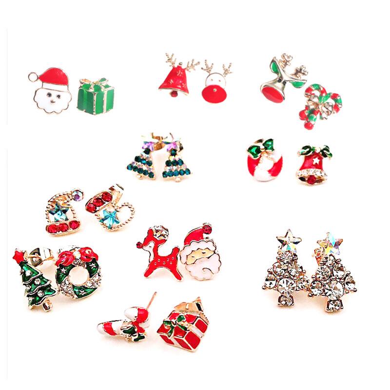 European & American Christmas Earrings: Elk, Tree, Snowman, Deer Designs for Women