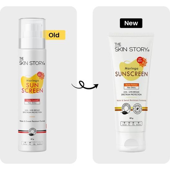 The Skin Story Moringa Sunscreen SPF 50 | Broad Spectrum UVA & UVB Protection | For Men and Women | Anti-Aging Formula  | for All Skin Types 40g