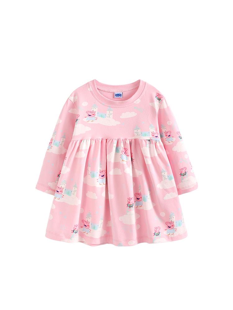 Peppa Pig Toddler Girls' Long Sleeve Princess Dress, Spring/Autumn Collection, Round Neck.