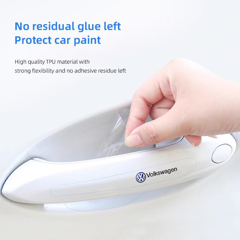 RUNTB1 8Pcs TPU Car Door Handle Film Anti Scratch Stickers Decal For VW Atlas Jetta Touareg Variant Golf Polo GTI Taos Nivus Passat CC