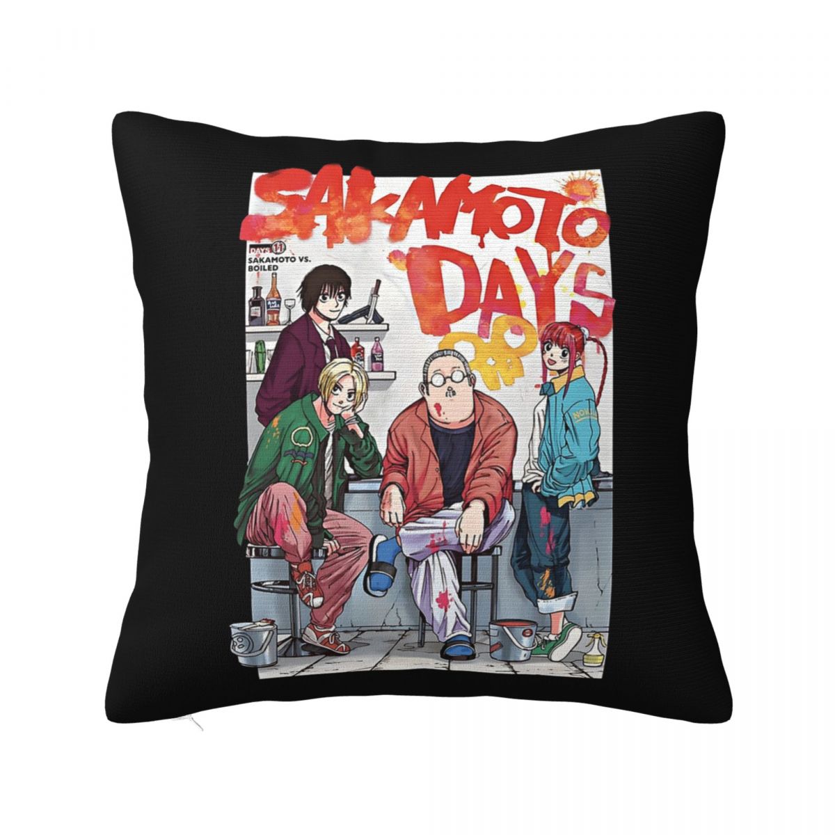 Anime Sakamoto Days Manga Square Pillowcase Cushion Cover Pillow Case Throw Pillow Cover for Home Sofa Living Room 12x12Inch