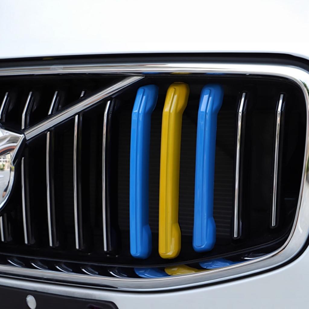 3 Stuks/1 Set 3D ABS Auto Voorgrille Net Decoratie Streep Net Gewijzigde Stickers Midden Grille Embleem Badge Cover Trim voor XC60 2018-2025