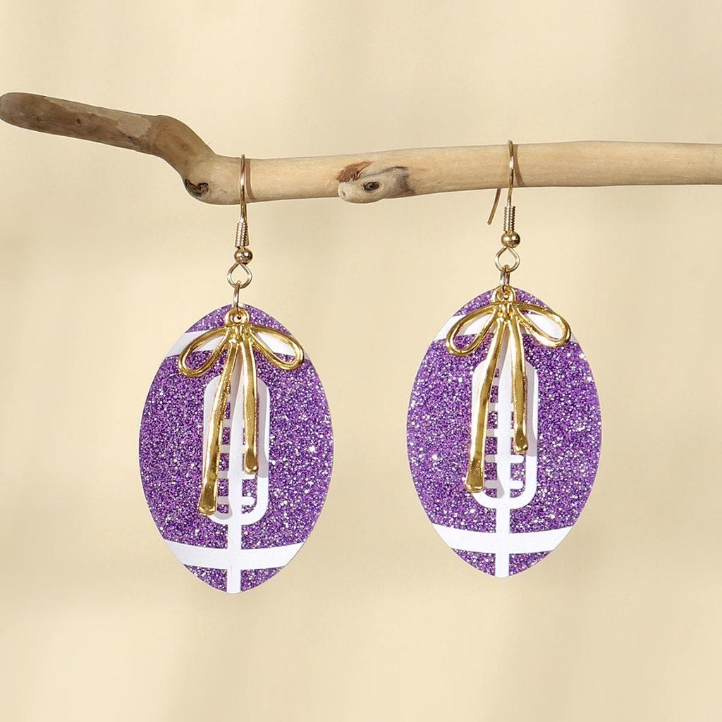 Super Bowl Style Acrylic Rugby Bowknot Women's Dangle Earrings