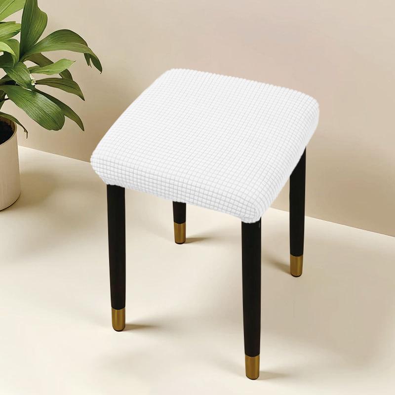 Jacquard Square Stool Covers Elastic Dust-proof and Anti-slip Stretch Chair Cover Solid Color Geometric Pattern Seat Cover
