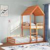 VidaXL Bunk Bed with Roof Wax Brown 90x190cm Solid Pine Wood, Bunk Bed with Ladder, Bunk Bed for 3282398