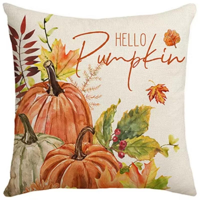 

Thanksgiving Pillow Cover Maple Leaf Print Soft Fabric Fall Decor for Living Room Bedroom 18x18Inch
