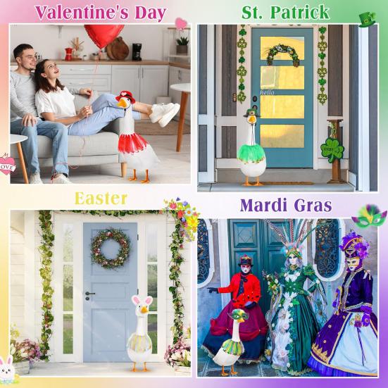 1 Set Lawn Goose Outfits Halloween Christmas Easter Independence Day Valentine's Day Festival Outdoor Yard Paty Goose Statue