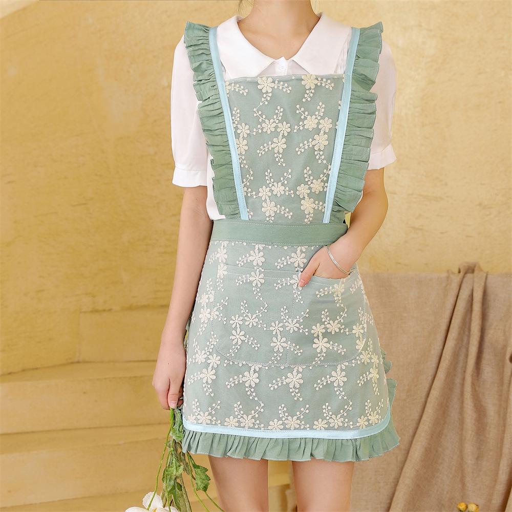 Apron for Women Home Kitchen 2026 Embroidered Vest Sleeveless Smock Korean Style Princess Work Waist Apron
