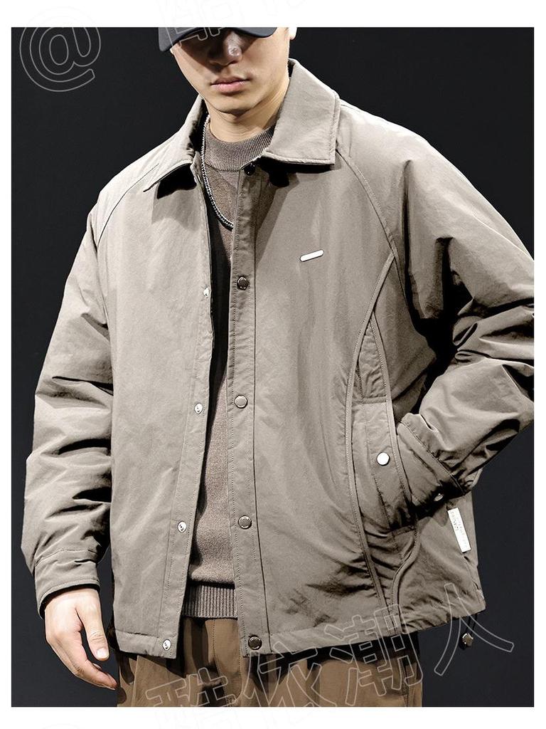 Men's Lightweight Warm Down Jacket - Autumn/Winter 2025: Trendy Versatile Lapel Coat, Plus Size Available