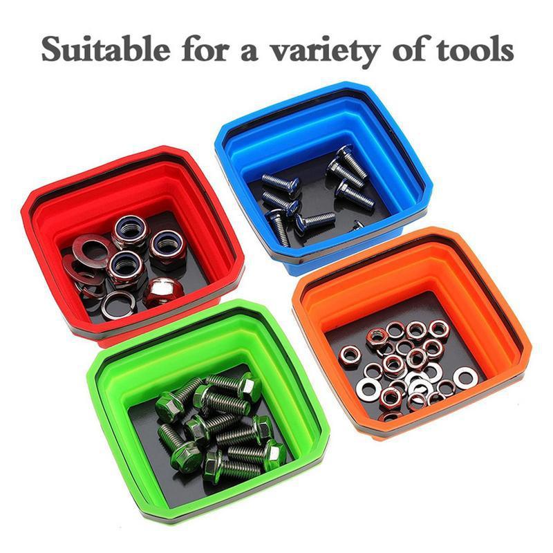 1Pcs Silicone Bowl Tool Part Storage Box Organizer 4.5Inch Collapsible Magnetic Screw Tray For Plumber Carpenters