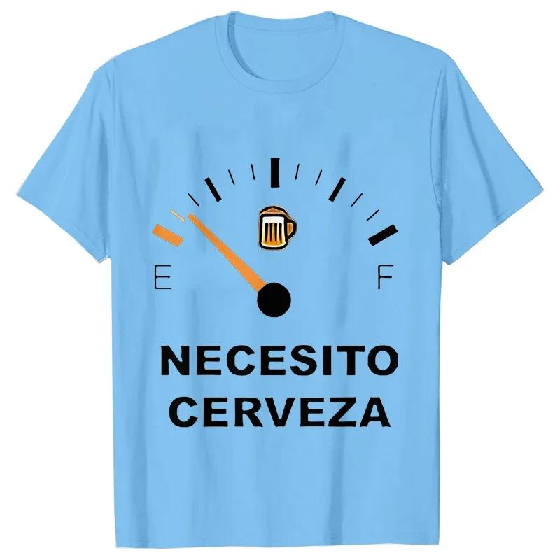 Men's Casual T-shirt NECESITO CERVEZA Funny Men Tshirts Short Sleeve Tee Top Clothes for Summer Drinking Beer T Shirt Tops Gifts
