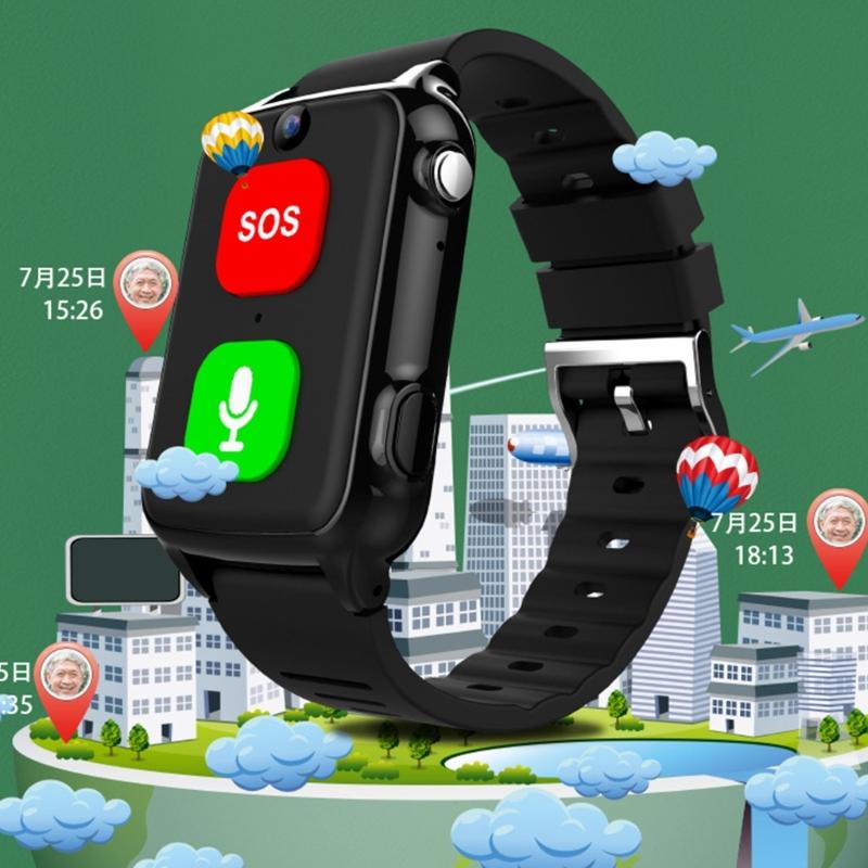 4G Smartwatch Big Button Large Volume Blood Pressure Heart Rate Temperature Monitor Accurate Position Elderly Bracelet