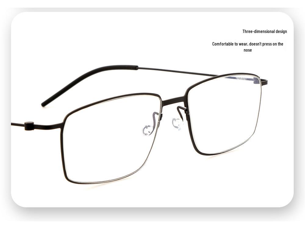 Linde Half-Titanium Screwless Glasses for Nearsighted Men – Super Light, Thin-Rimmed Frames (Model 5509)
