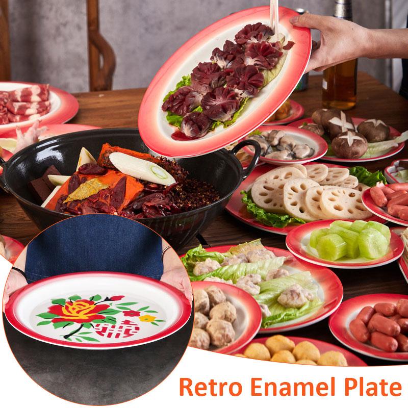 Piatto Smaltato Doppia Felicità Classico Vassoio da Tè Tradizionale Cinese Vassoio da Frutta Decorazione Nuziale Vassoio Nostalgia Retro