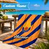 Custom Name Beach Towel Saiyans Football Crest Microfiber Beach Towel, Lightweight for Summer Travel, Swimming Pool Fan Birthday Gift