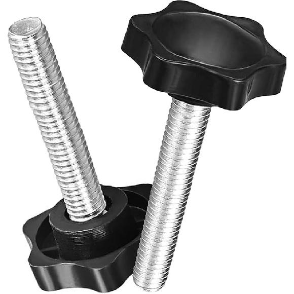 10 Pack 6-Star Knobs 1/4"-20 Female Threaded Hexagon Head Thru Knob Tightening Hand Knobs, Black Nylon Screw-On Type Thru Threaded Knob Nuts