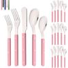 20Pcs Cutlery Set Acrylic Handle Tableware Knife Fork Set Stainless Steels Green Silver Western Dinnerware Home Kitchen Flatware