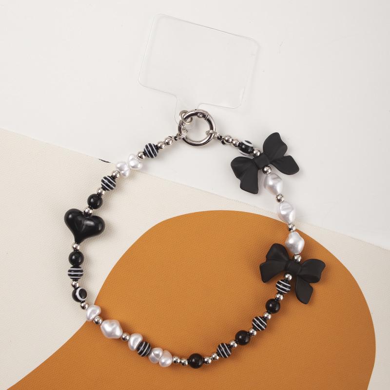 Stylish Anti-Fall Pearl Phone Chain: Short, Single Buckle Durable Wrist Strap with Heart Charm