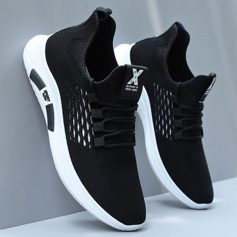 Spring and Summer New Sports and Leisure Shoes Trend Fly-woven Breathable Running Shoes Men's Platform Mesh Shoes
