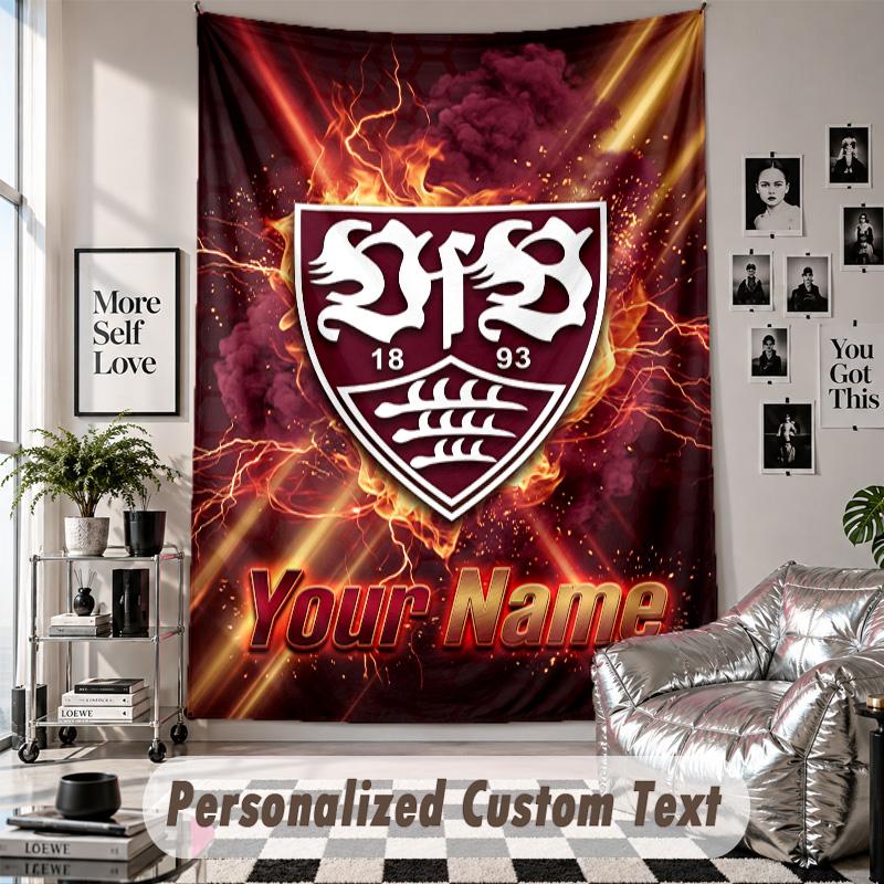 Wandbehang-Wandteppich mit individuellem Namen & Text, VfB Stuttgart FC Dekorativer Wandteppich für Schlafzimmer