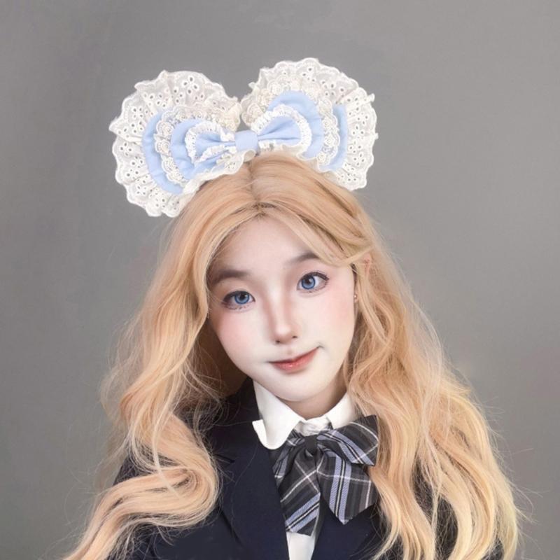 Lace Bows Headbands Party Hair Accesory For Women Elegant Design Suitable For Parties And Cosplay Event
