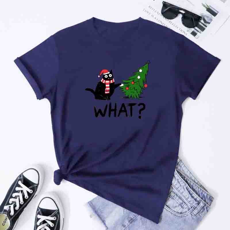 Christmas Cat What Tee Funny Cat Mom Xmas Holiday Gift TShirt Fashion Unisex Merry Catmas Top