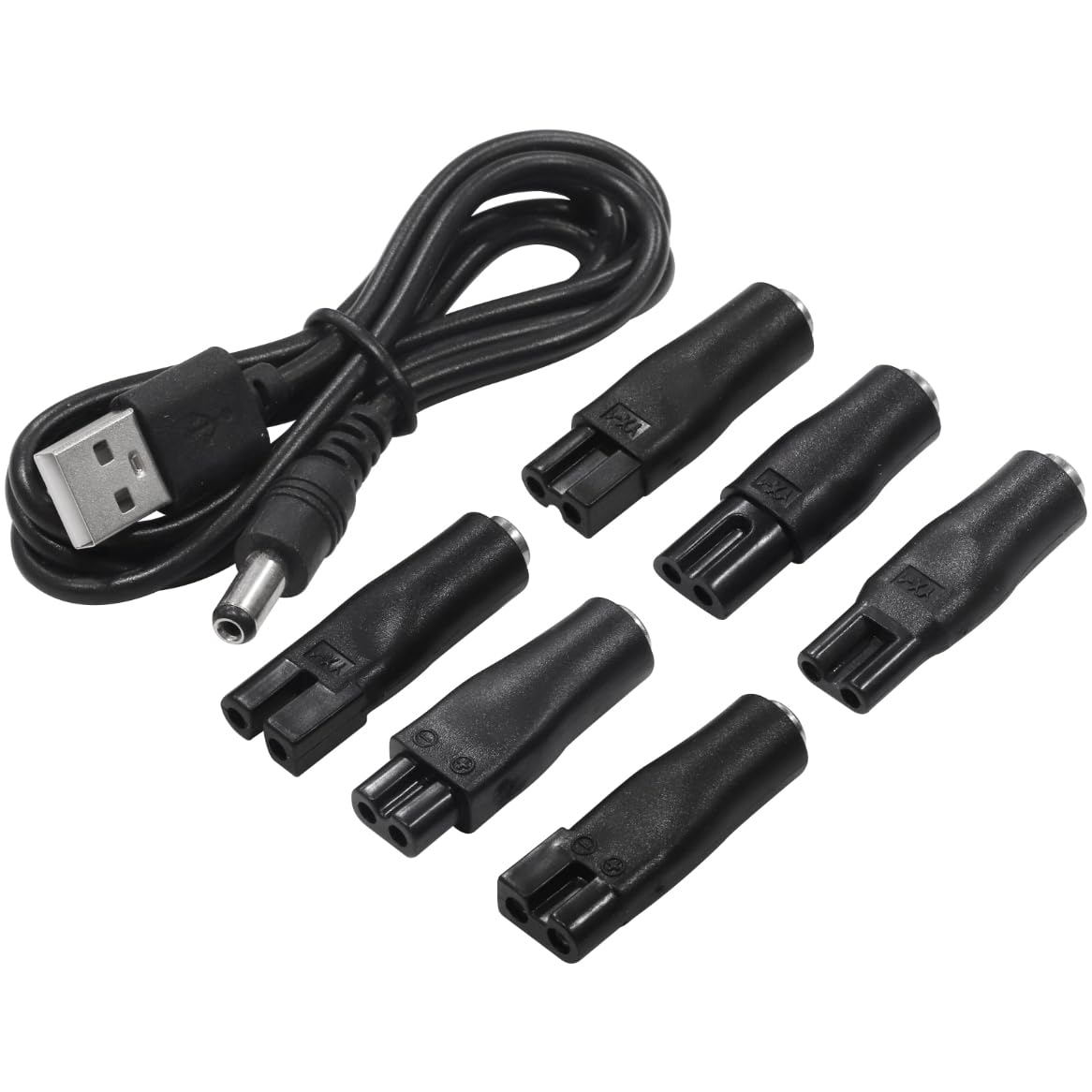 

USB-кабель для зарядки Audiophile, адаптер для бритвы, машинки для стрижки волос, триммера для бороды, USB-адаптер для стрижки с 6 сменными разъемами для деловых поездок 5,5–2,1 мм