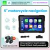 5 Inch Motorcycle GPS Navigation for Carplay Portable Player Moto Dual BT Front Camera DVR Wireless Android Auto IP67 Waterproof
