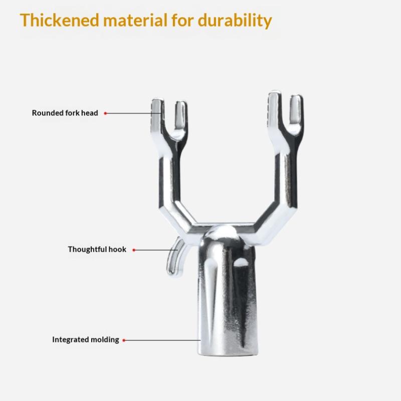 Aluminum Alloy Clothes Pole Fork Head Tool-free Installation High Load Bearing for Novice Easy Replacement Use