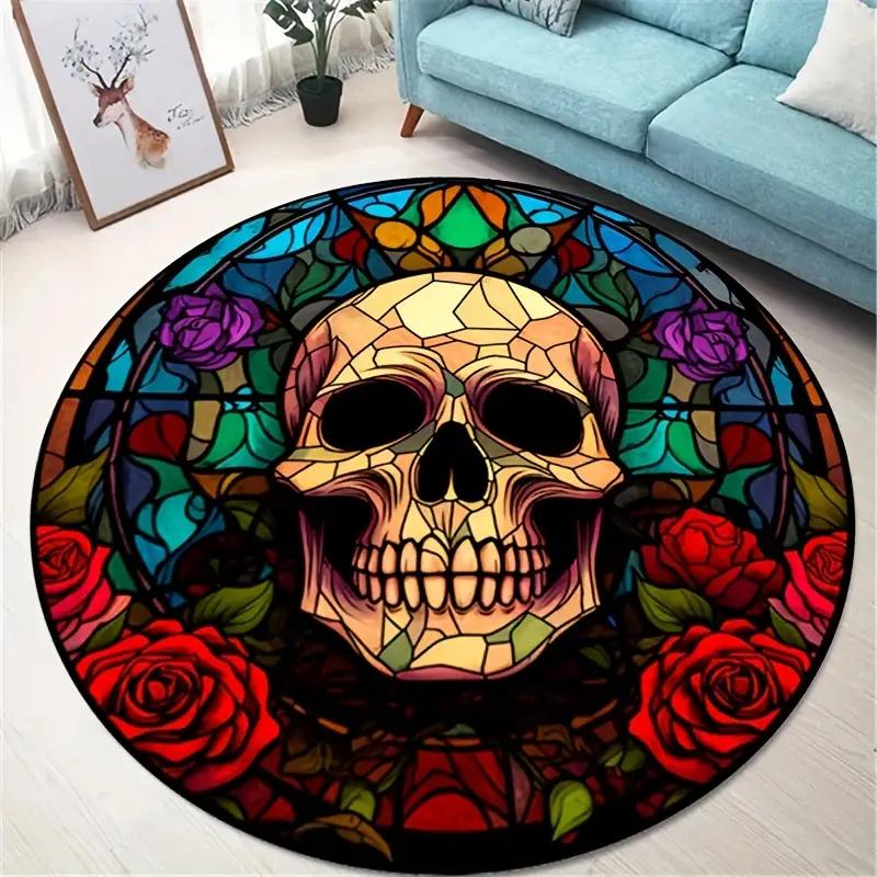 

Череп круглый ковер для гостиной спальни украшения дома