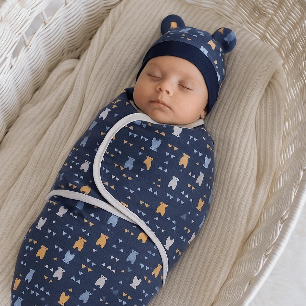 Cartoon Blanket Hat Set Cotton Infant Swaddle Blanket Newborn Photography Blanket  Infant Care