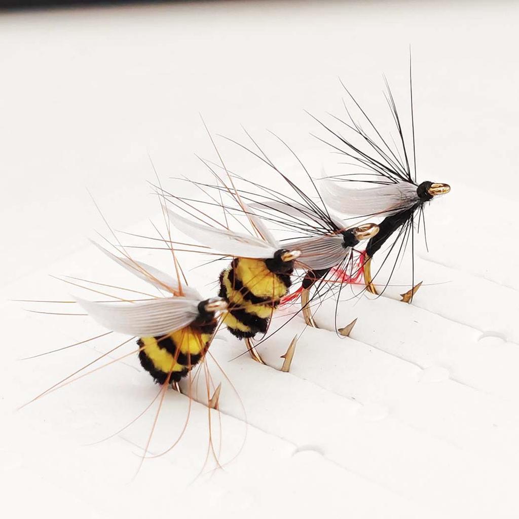 Artificial Tussock Red Tail Moth Bait & Bumble Bee Dry Fly Bait -Mixed Styles Artificial Fishing For Trout/Bass/Salmon/Perch/Carp Bait -6/10Pcs/Box