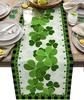 St. Patricks Shamrock Linen Table Runner Holiday Party Decor Farmhouse Kitchen Dining Table Runner St. Patricks Decorations